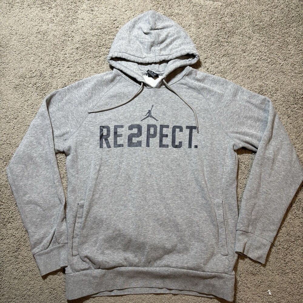 Nike Air Jordan RE2PECT Derek Jeter Hoodie Mens Medium Gray Pullover Sweatshirt